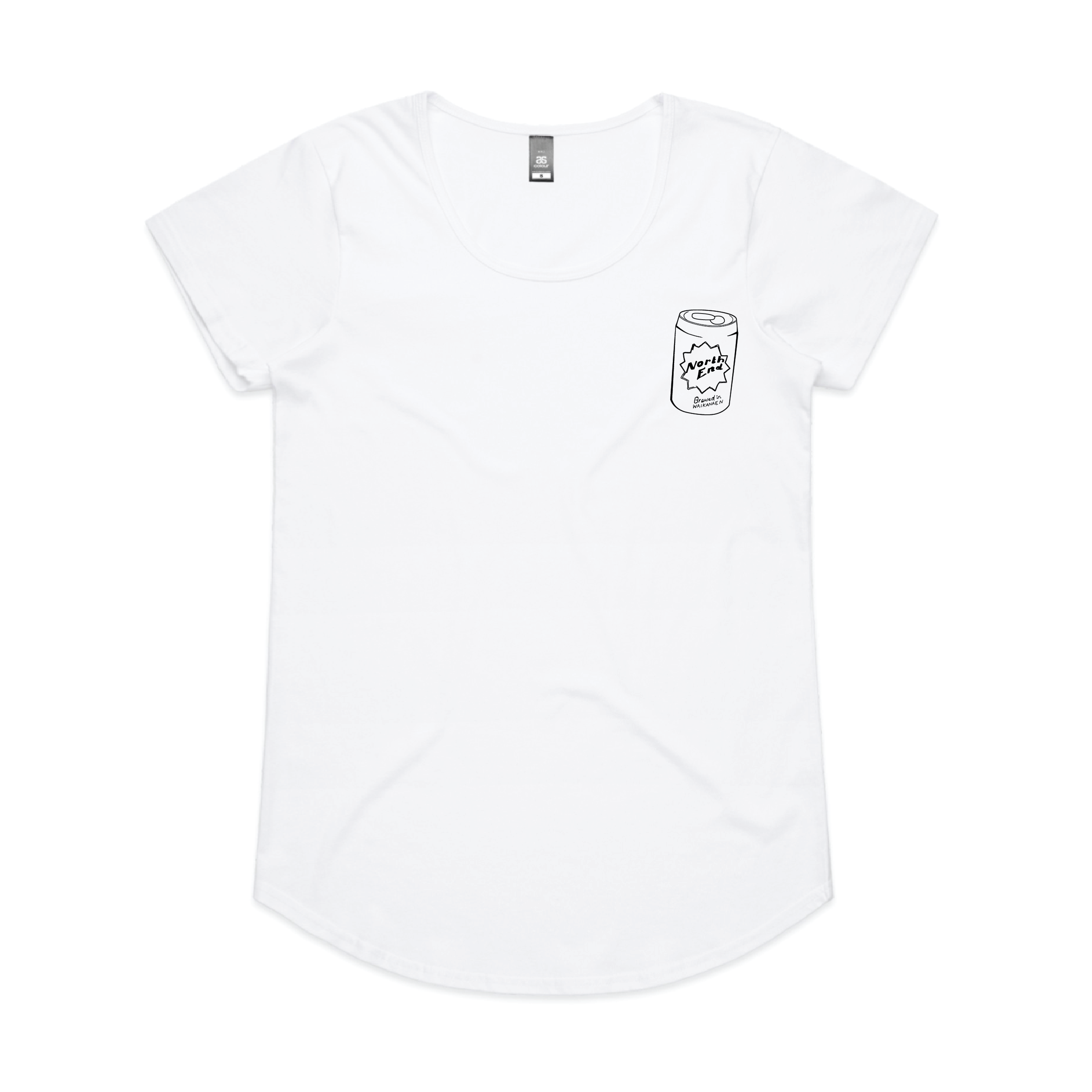 Can Badge' Printed Tee - White - North End Brewery Co.