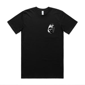 Can Badge Embroided Printed Tee - Black