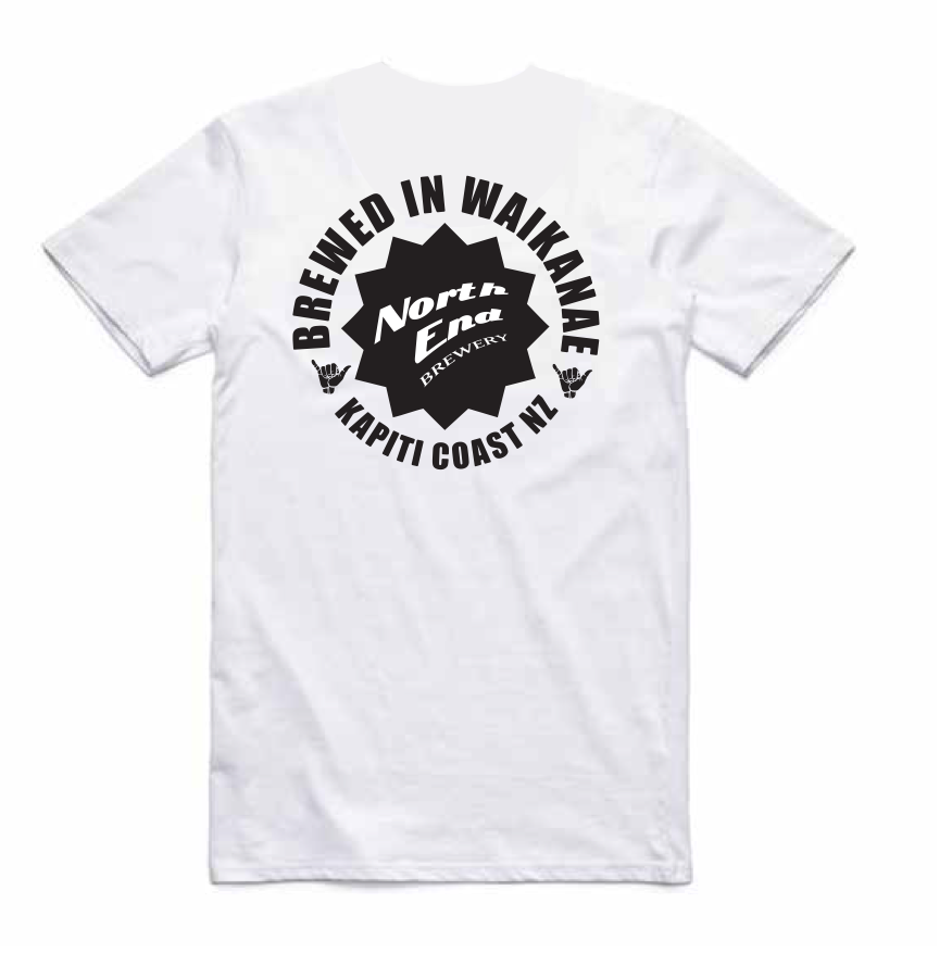 'Brewed in Waikanae' Printed Tee - White - North End Brewery Co.